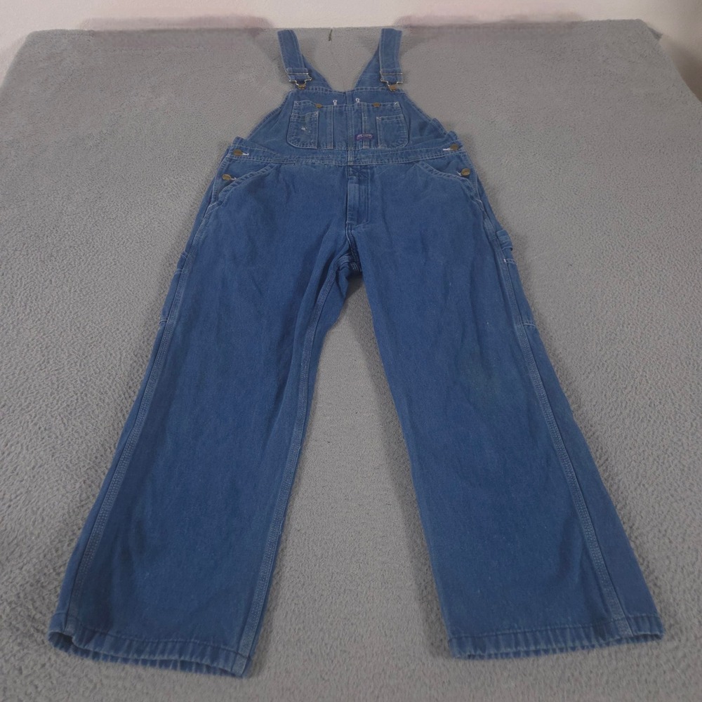 Big Smith Overalls Mens 34x28 Blue Stonewashed Denim Bib Straight Leg Carpenter